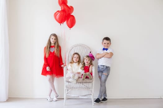 Boy and girls on birthday party