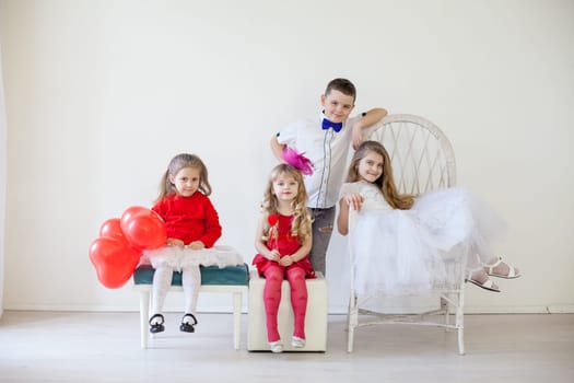 Boy and girls on birthday party