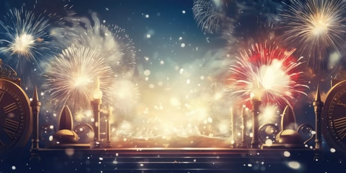 Abstract colored firework background new year celebration 2024 comeliness