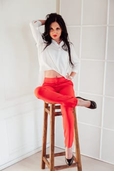 Portrait of a business woman brunette in the office at work