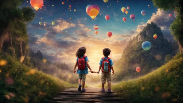 A magical journey through the world in which two children travel