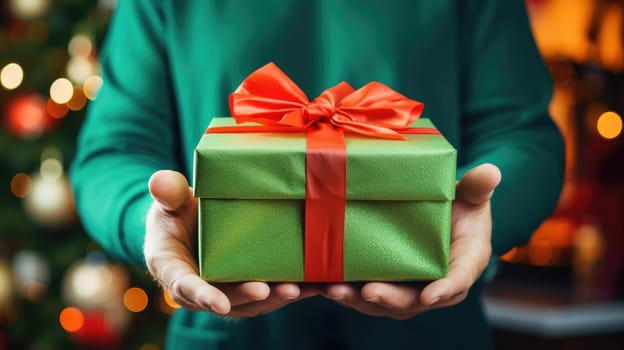 Shot of female hands holding a small gift box. Holidays and celebration concept