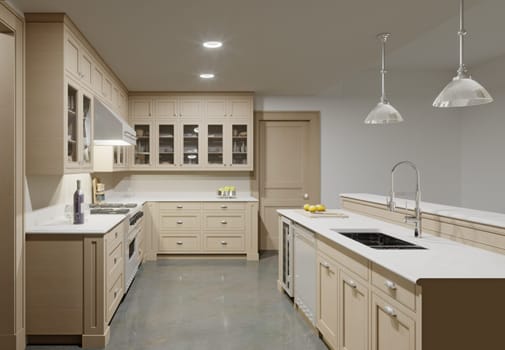 Modern Kitchen Interior Design. 3D Rendering