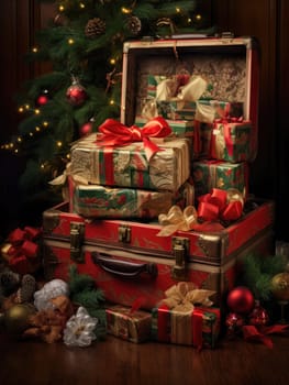 Christmas boxes full of gifts. Christmas and New Year's illustration.