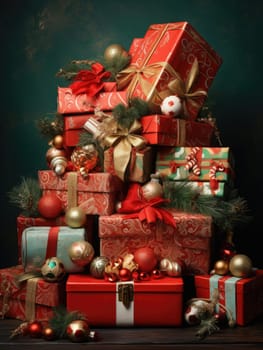 Christmas boxes full of gifts. Christmas and New Year's illustration.