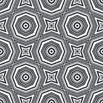 Arabesque hand drawn pattern. Black symmetrical kaleidoscope background. Oriental arabesque hand drawn design. Textile ready artistic print, swimwear fabric, wallpaper, wrapping.