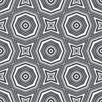 Arabesque hand drawn pattern. Black symmetrical kaleidoscope background. Oriental arabesque hand drawn design. Textile ready artistic print, swimwear fabric, wallpaper, wrapping.