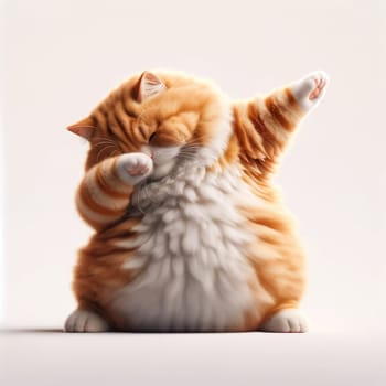 Cute chubby cat dab dance, Generative AI.