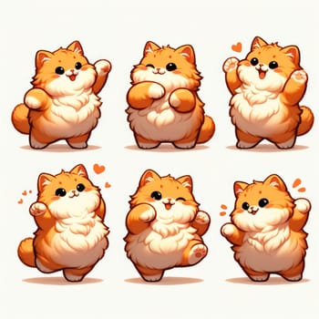 Cute chubby cat dab dance, Generative AI.