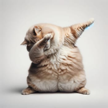 Cute chubby cat dab dance, Generative AI.