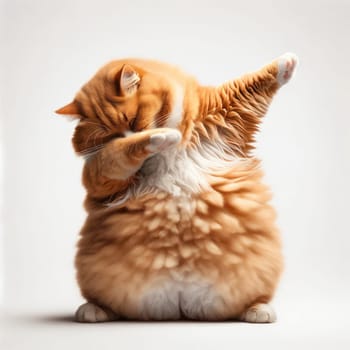 Cute chubby cat dab dance, Generative AI.