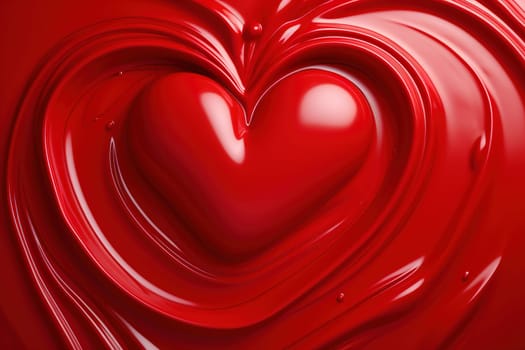 Vibrant red liquid heart with a reflective surface, perfect for themes of passion, Valentines Day, or luxury branding with a bold and romantic touch. Generative AI