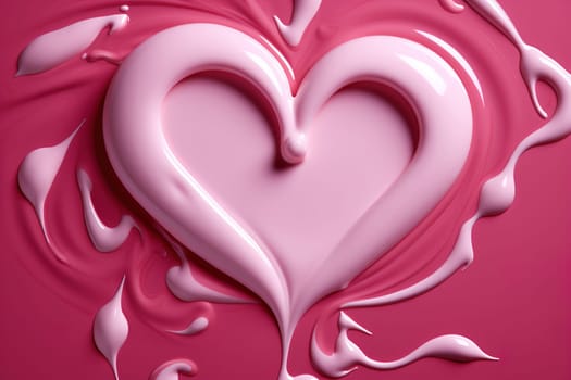 Swirling pink cream in a heart shape on a vibrant background, conveying self-care and love, perfect for wellness and Valentine's themed designs. Generative AI