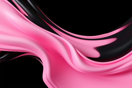Dynamic blend of pink and black creams swirls together, creating visually striking contrast perfect for modern art, cosmetic backdrops, luxury design elements with contemporary edge. Generative AI
