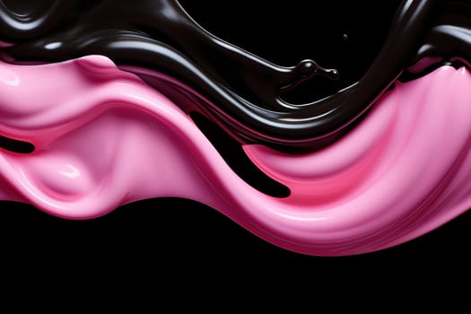 Dynamic blend of pink and black creams swirls together, creating visually striking contrast perfect for modern art, cosmetic backdrops, luxury design elements with contemporary edge. Generative AI