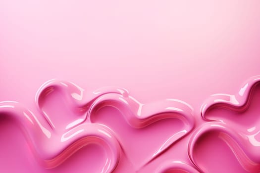 A vibrant pink abstract background with glossy liquid heart shapes, offering a romantic and modern aesthetic with ample copy space, ideal for Valentine's Day or love-themed designs. Generative AI