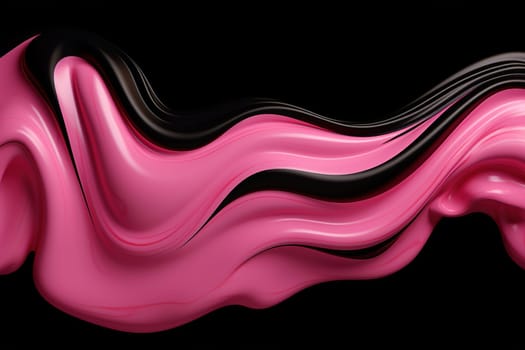 Dynamic blend of pink and black creams swirls together, creating visually striking contrast perfect for modern art, cosmetic backdrops, luxury design elements with contemporary edge. Generative AI