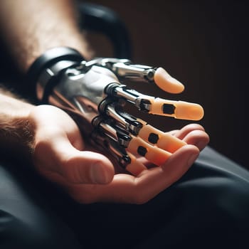 Illustration on the topic Disabled people and modern prosthetics of arms and legs. Generative AI. High quality illustration