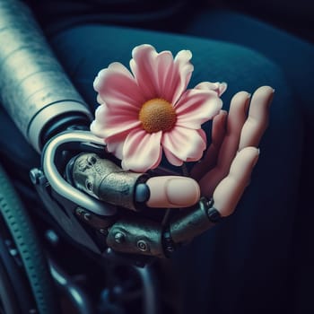 Illustration on the topic Disabled people and modern prosthetics of arms and legs. Generative AI. High quality illustration
