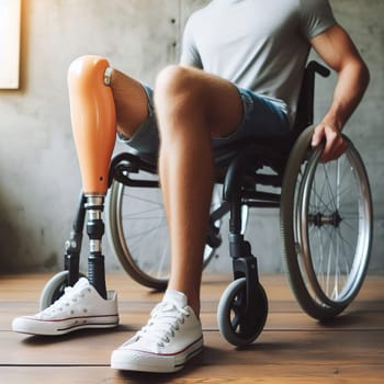 Illustration on the topic Disabled people and modern prosthetics of arms and legs. Generative AI. High quality illustration
