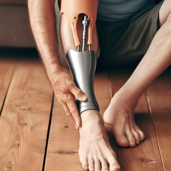Illustration on the topic Disabled people and modern prosthetics of arms and legs. Generative AI. High quality illustration