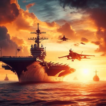Illustration on the theme of the Army and war. Generative AI. High quality illustration