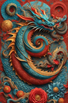 Dragon chinese new year 2024 poster symbol card illustration ai generated