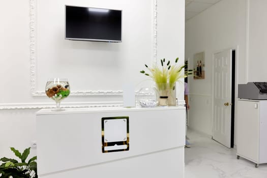 Reception interior in the luxury beauty center, clinic or office