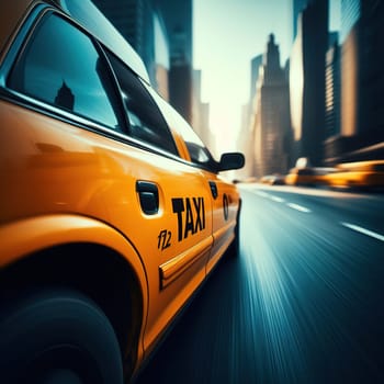 Illustration on the theme of taxi work in a big city. High quality illustration