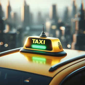 Illustration on the theme of taxi work in a big city. High quality illustration