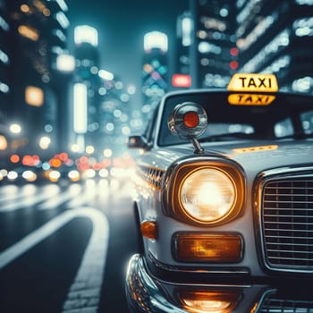 Illustration on the theme of taxi work in a big city. High quality illustration