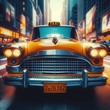 Illustration on the theme of taxi work in a big city. High quality illustration