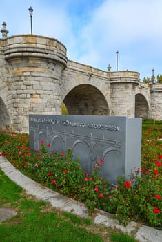 Toledo Bridge, 18th century, in Madrid Rio Park, Madrid, Spain. High quality photo