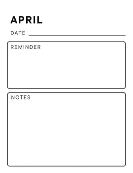 Minimalistic monthly planner page. Notebook pages for notes and goals. planner page template. Modern Business organizer