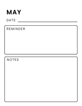 Minimalistic monthly planner page. Notebook pages for notes and goals. planner page template. Modern Business organizer