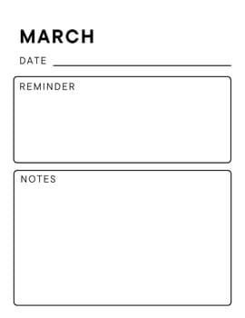 Minimalistic monthly planner page. Notebook pages for notes and goals. planner page template. Modern Business organizer