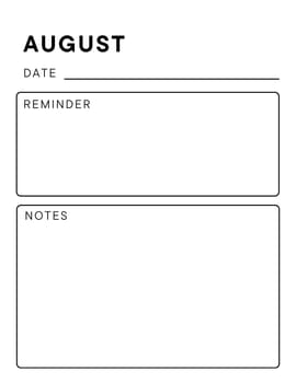 Minimalistic monthly planner page. Notebook pages for notes and goals. planner page template. Modern Business organizer