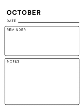 Minimalistic monthly planner page. Notebook pages for notes and goals. planner page template. Modern Business organizer