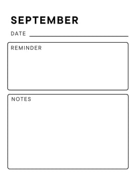 Minimalistic monthly planner page. Notebook pages for notes and goals. planner page template. Modern Business organizer