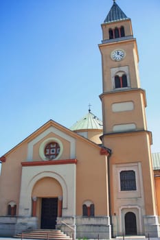 Durdevac, Croatia - MARCH 27 2023: Parish church of the St. George in Durdevac, Parish Church of St. George the Martyr