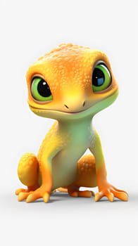 A cute cartoon gecko isolated on white background - AI generative