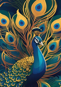 Beautiful peacock with feathers out. Beauty in nature. Animal background.Peacock with feathers out. Close-up of a peacock.