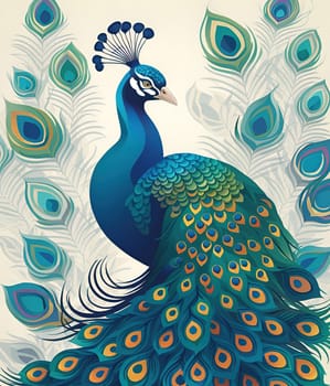 Beautiful peacock with feathers out. Beauty in nature. Animal background.Peacock with feathers out. Close-up of a peacock.