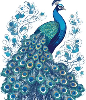 Beautiful peacock with feathers out. Beauty in nature. Animal background.Peacock with feathers out. Close-up of a peacock.