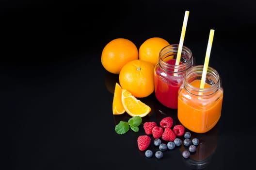 Juice from fresh fruits and vegetables. Healthy lifestyle and losing weight concept