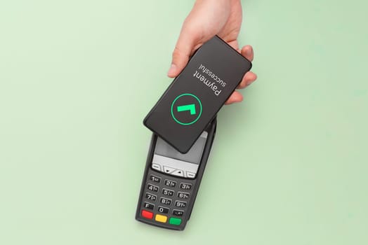 Contactless payment with smart phone. Mobile banking concept