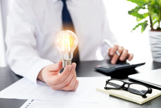 Business new ideas, innovative technology and creativity. Businessman with light bulb