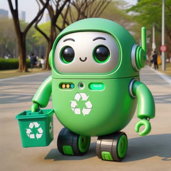 Cute Recycle Character. Global Sustainability concept. Generative AI.
