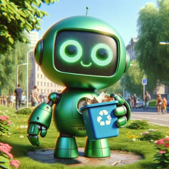 Cute Recycle Character. Global Sustainability concept. Generative AI.