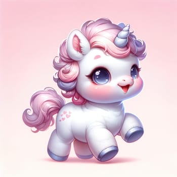 Cute baby unicorn. water colour, Generative AI.